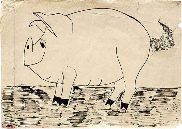 satyra, rysunek satyryczny, stan wojenny, lata osiemdziesiąte, polityczna prowokacja, gazetka szkolna, liceum im. Juliusza Słowackiego, kolejka po mięso